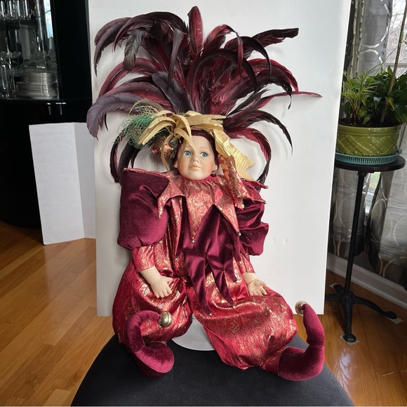 VTG Porcelain Clown Doll Court Jester - Picture 2 of 8